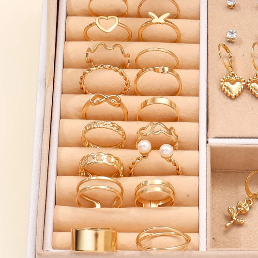 70Pcs Fashion Earrings Ring Jewelry Set Including Heart-shaped Snake Shape Butterfly Infinite Symbol Women's Daily Party Jewelry