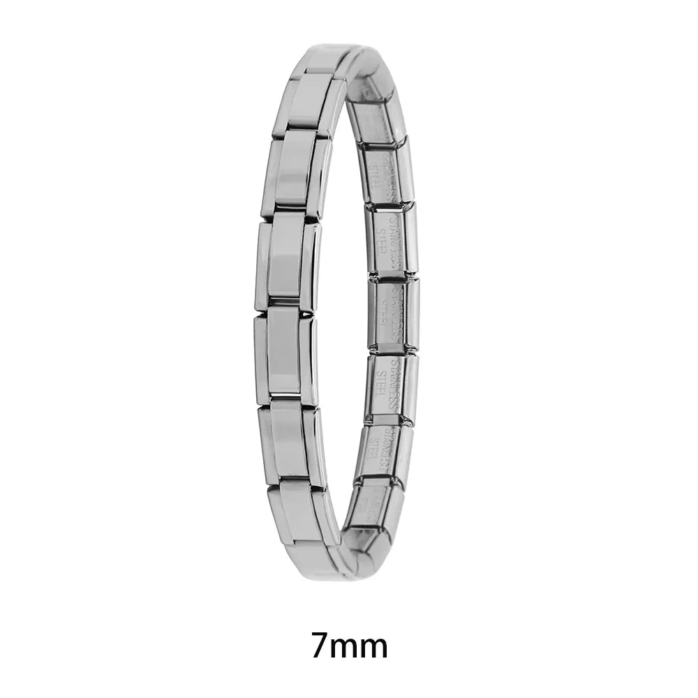 Hapiship New Women's Jewelry 9mm Width Itanlian Elastic Charm Bracelet Fashion Stainless Steel Bangle ST-