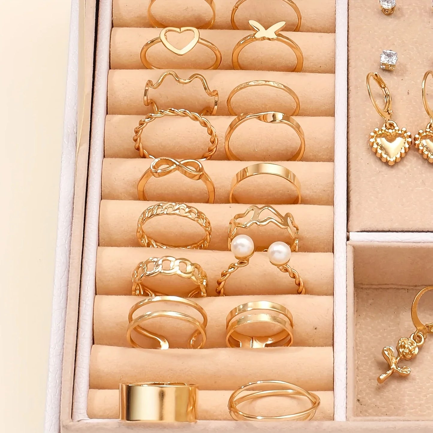 70Pcs Fashion Earrings Ring Jewelry Set Including Heart-shaped Snake Shape Butterfly Infinite Symbol Women's Daily Party Jewelry