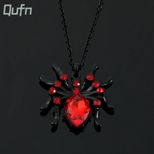 Spider Necklace With Rhinestones Y2k Jewelry 90s Aesthetic Black Crystal Drip Pendants Halloween Gifts for Women Jewellery