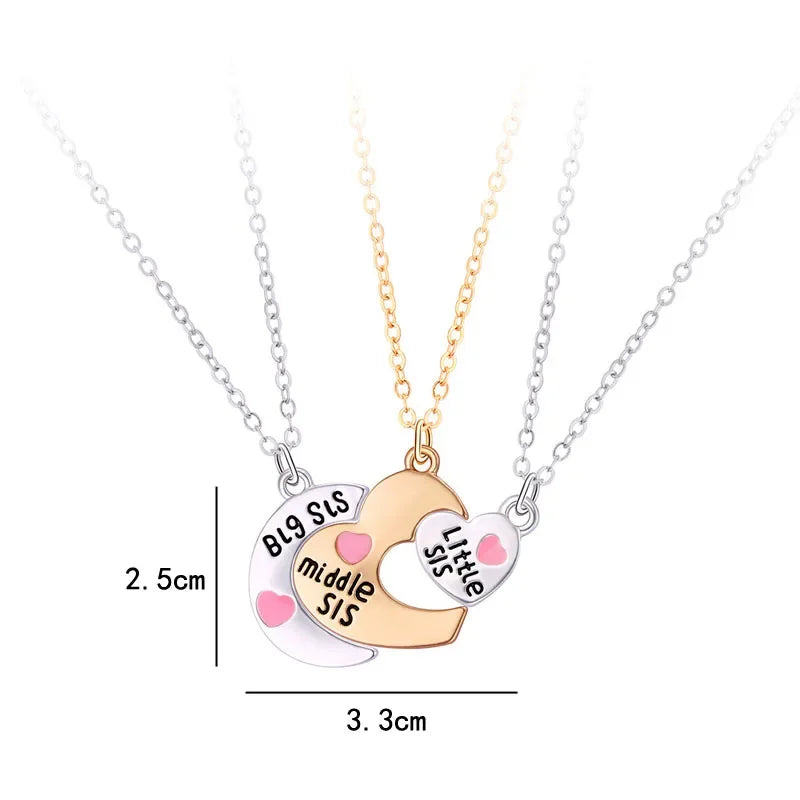 Lovecryst 3Pcs/set Sun Moon Star Pendant Necklace Best Friend Bff Friendship Couple Necklace Fashion Jewelry