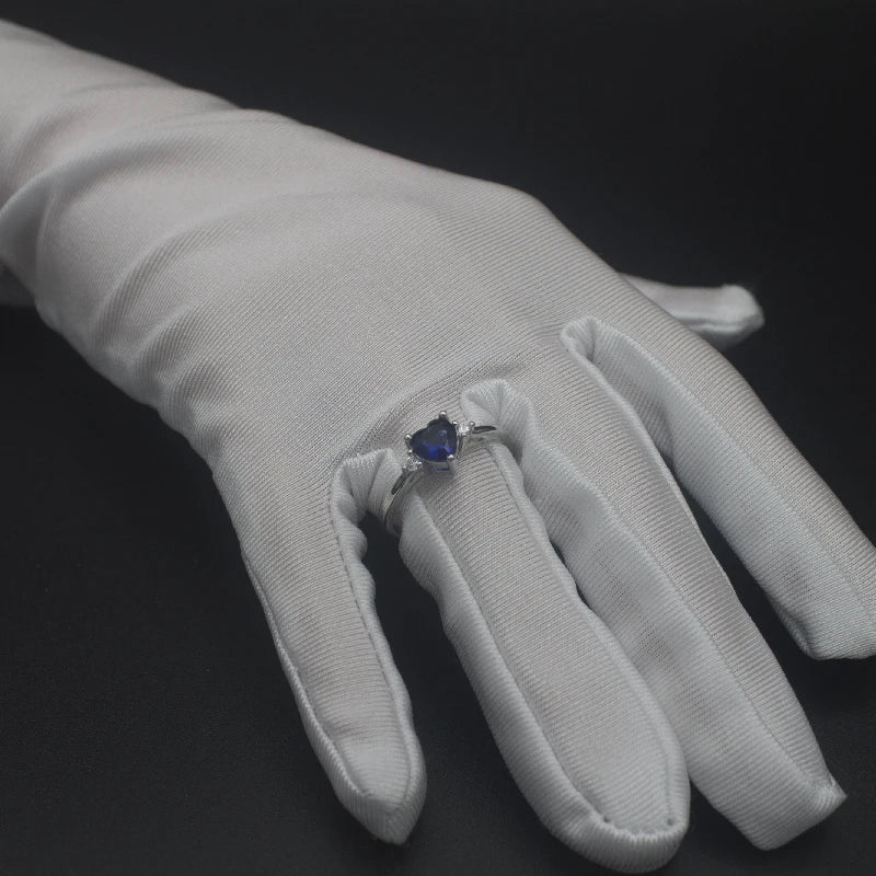 HuiSept Ring for Women 925 Silver Jewelry Heart Shape Sapphire Zircon Gemstone Finger Rings Ornaments Wedding Party Bridal Gift