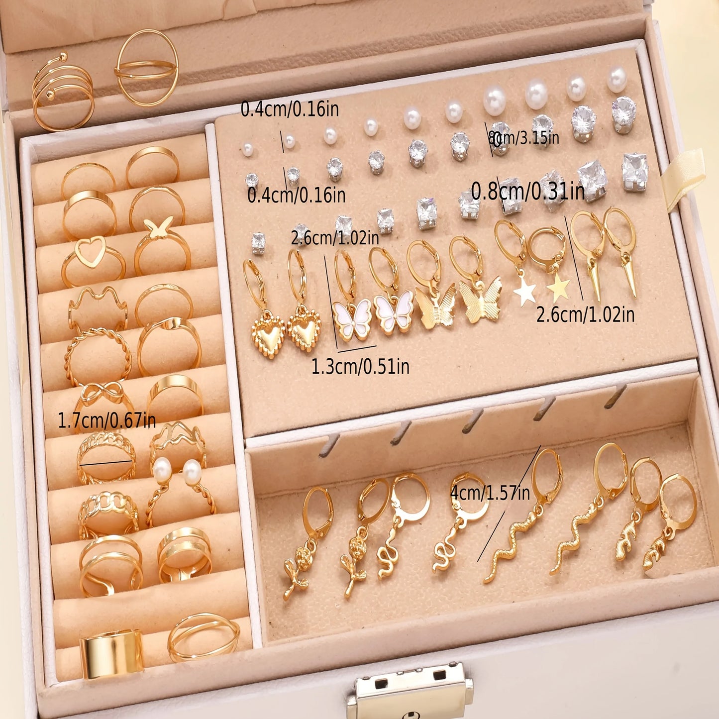 70Pcs Fashion Earrings Ring Jewelry Set Including Heart-shaped Snake Shape Butterfly Infinite Symbol Women's Daily Party Jewelry