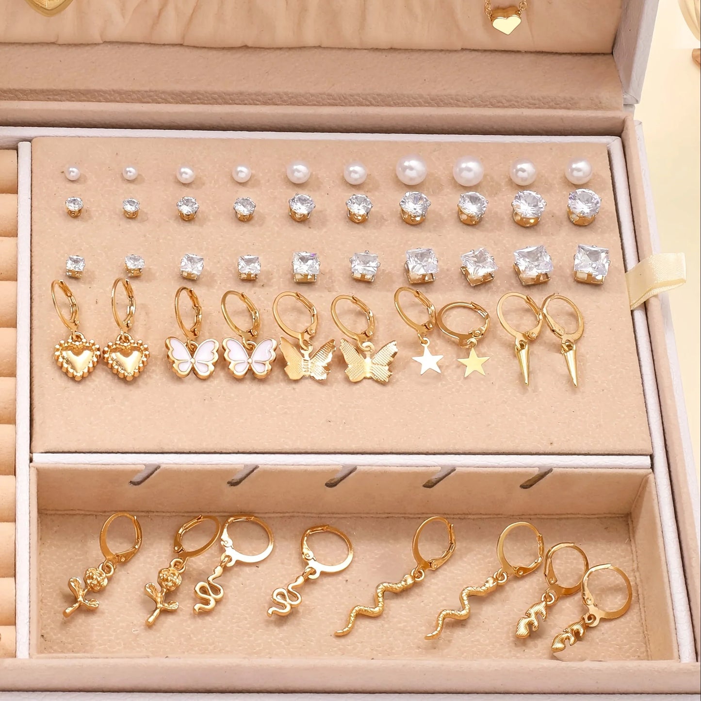 70Pcs Fashion Earrings Ring Jewelry Set Including Heart-shaped Snake Shape Butterfly Infinite Symbol Women's Daily Party Jewelry