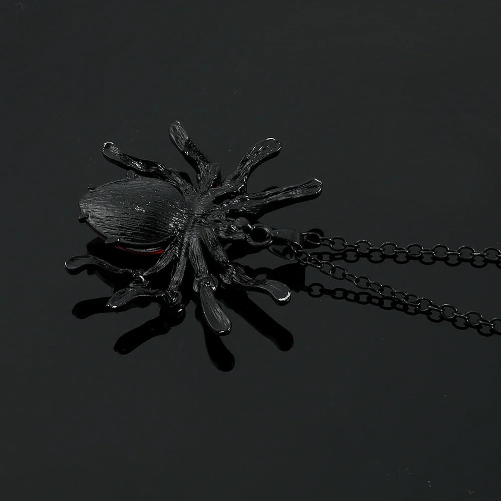 Spider Necklace With Rhinestones Y2k Jewelry 90s Aesthetic Black Crystal Drip Pendants Halloween Gifts for Women Jewellery